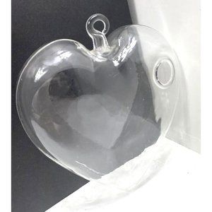 Cute Clear Glass Heart Window Decor, Hanging Plant Holder/ Water Beads